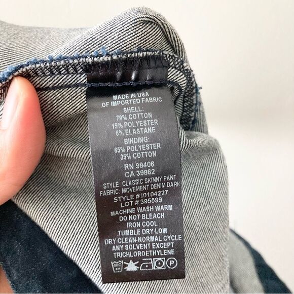 Theory "Movement Denim" Classic Skinny Pant, Dark Wash Cropped Jeans, 2 - Picture 4 of 5